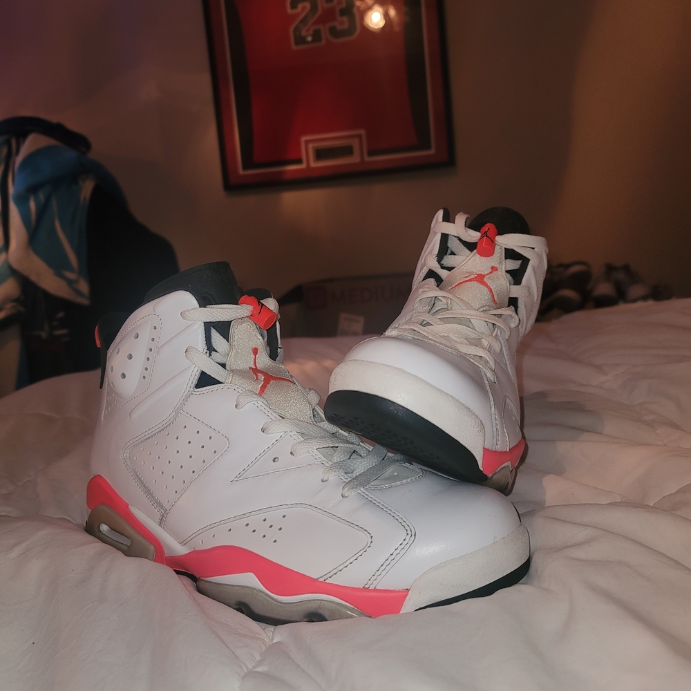 White and Red High-Top Sneakers